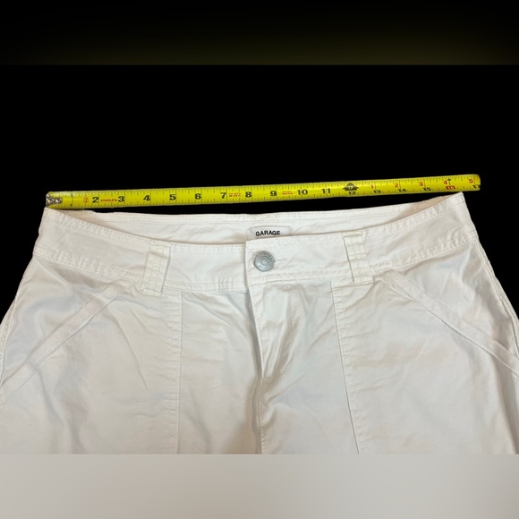 Garage Juniors White Cargo Pants Size 9 Drawstring Bottom Cotton Blend Stretch - Picture 4 of 8